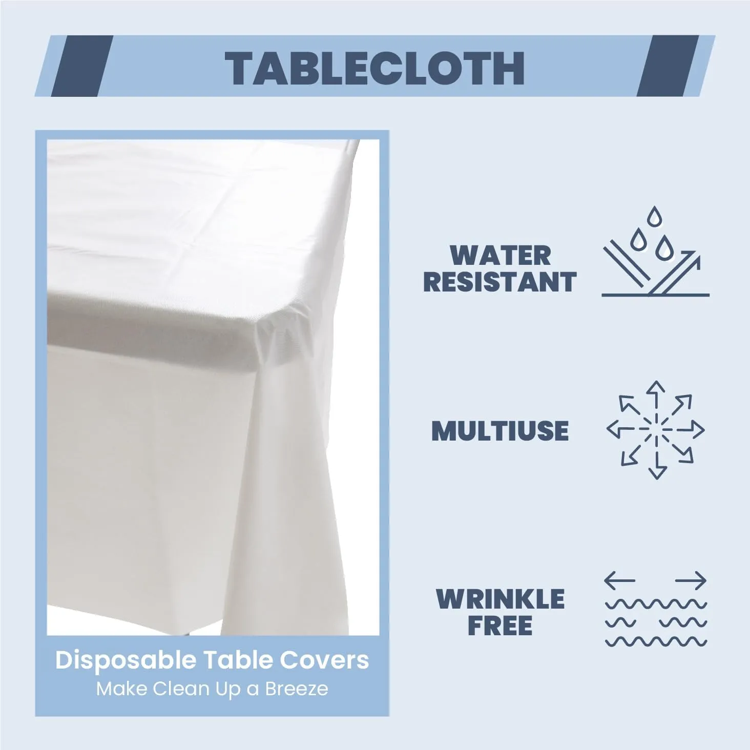 CARTMAN 6FT Folding Picnic Table Portable Fold-in-Half Plastic Dining Picnic Party Table with Tablecloth, White