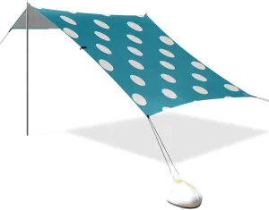 Cartoon Dot Green Designed UPF50  Protection Foldable Beach Tent Easy Setup Portable Sun Shelter Includes Sand Shovel, Sandbags, Stability Poles for Camping, Picnics, Backyard & Fishing