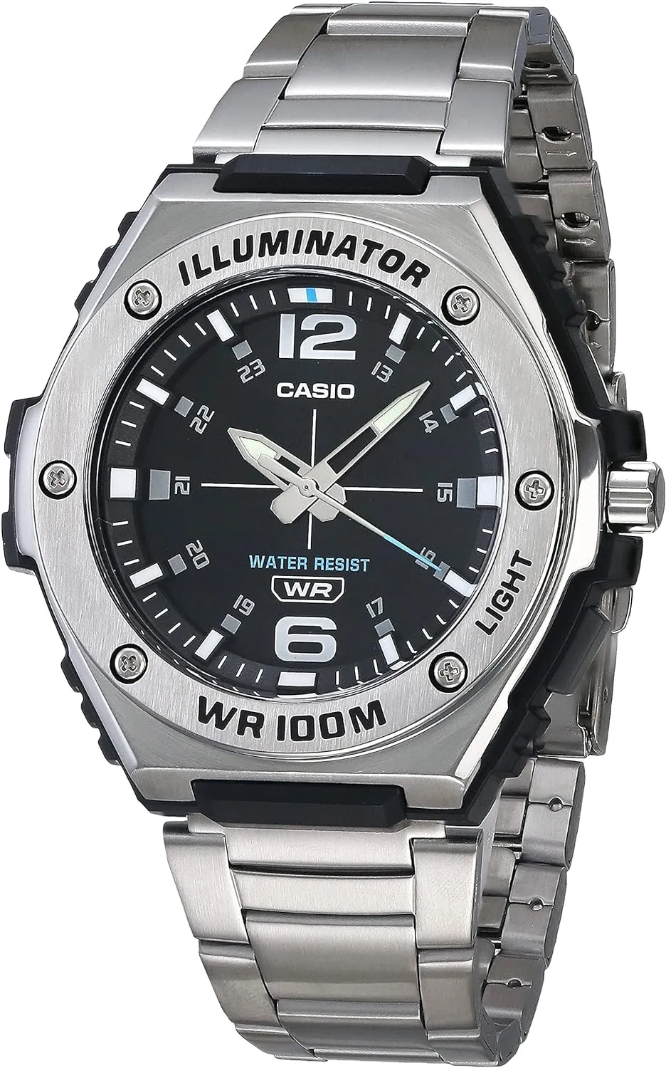 Casio MWA100H Series | Men’s Analog Watch |100M WR | Stainless Steel Bezel | LED Illuminator Backlight with Afterglow | Resin Band | 3 Hands (HR, MIN, SEC) | 3 Year Battery