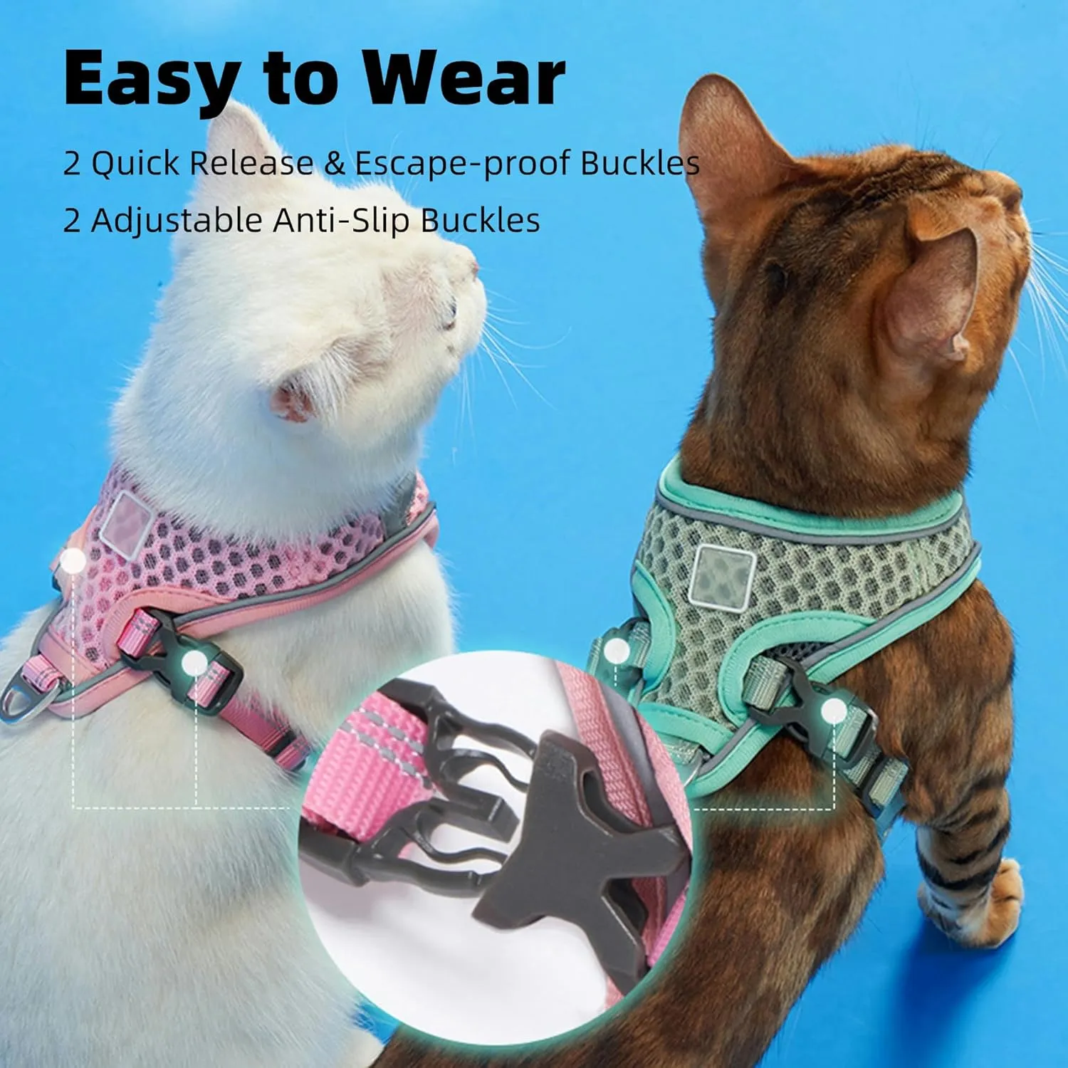 Cat Harness and Leash Set for Comfortable Outdoor Walking, Escape Proof, Adjustable Soft Kitten Vest Harness with Reflective Strip for Cats, Small Dogs (Orange, M)