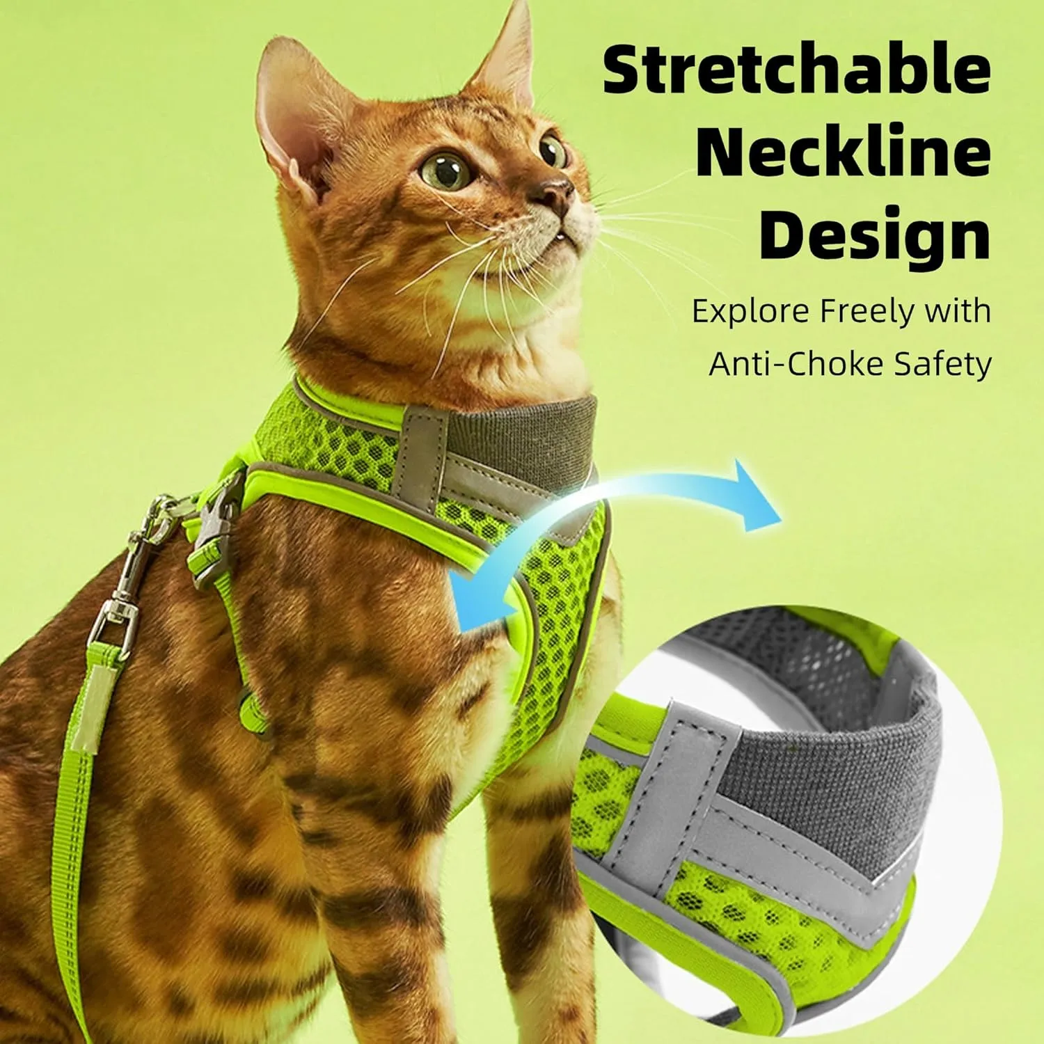 Cat Harness and Leash Set for Comfortable Outdoor Walking, Escape Proof, Adjustable Soft Kitten Vest Harness with Reflective Strip for Cats, Small Dogs (Orange, M)