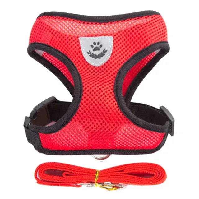 Cat Harness Vest Walking Lead Leash Collar Polyester - Adjustable  Pet Accessories