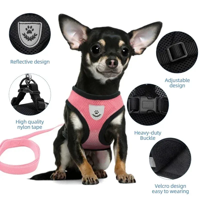 Cat Harness Vest Walking Lead Leash Collar Polyester - Adjustable  Pet Accessories