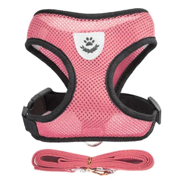 Cat Harness Vest Walking Lead Leash Collar Polyester - Adjustable  Pet Accessories