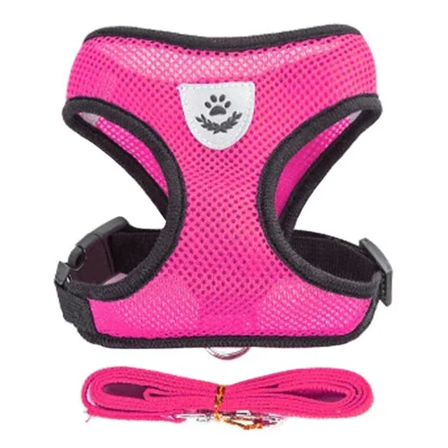 Cat Harness Vest Walking Lead Leash Collar Polyester - Adjustable  Pet Accessories
