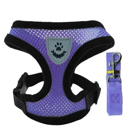 Cat Harness Vest Walking Lead Leash Collar Polyester - Adjustable  Pet Accessories