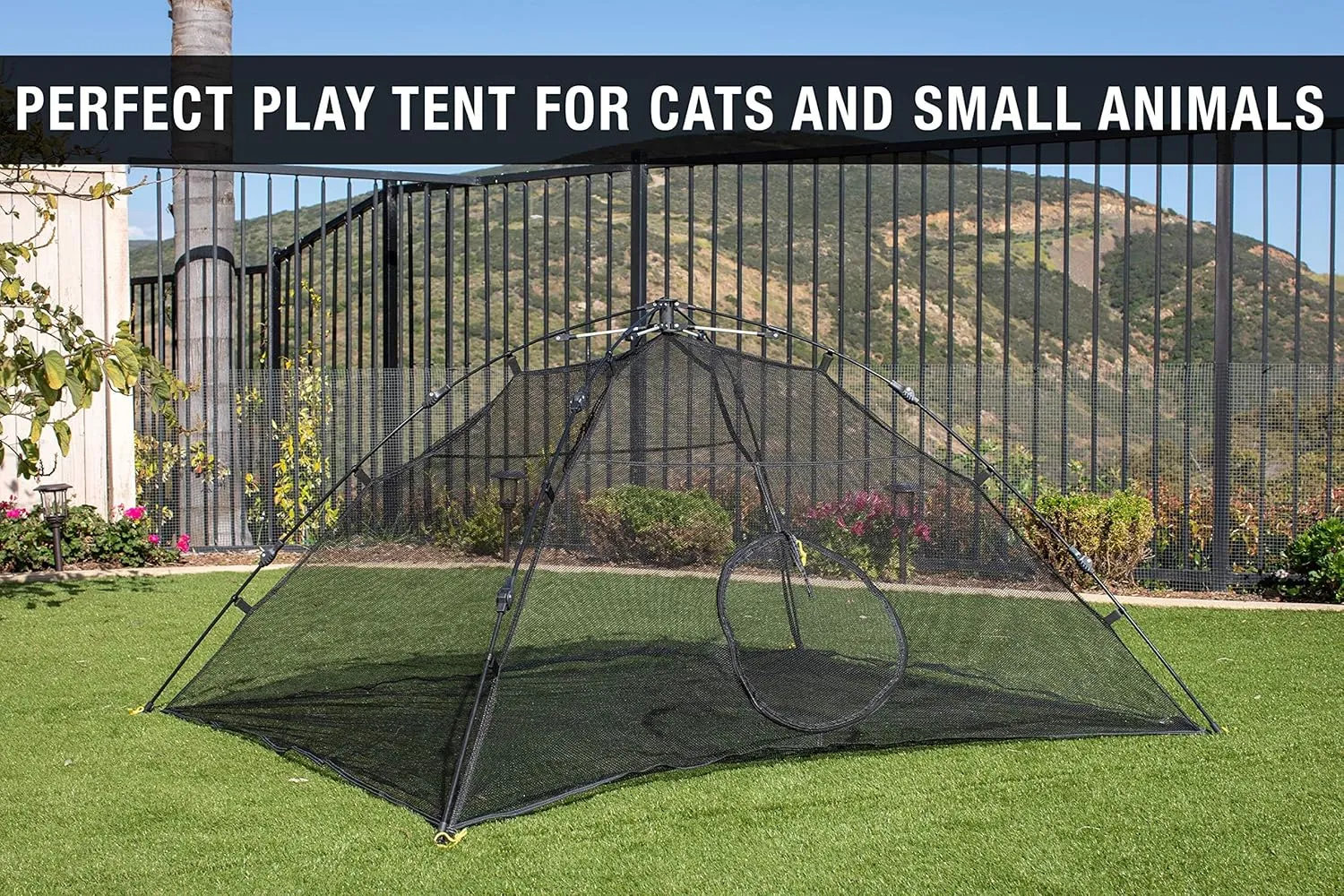 Cat Tent Large for Outdoor or Indoor Enclosures - Portable Playhouse Play Tents for Outside or Inside Cats & Small Animals, Kitten House Happy Habitat