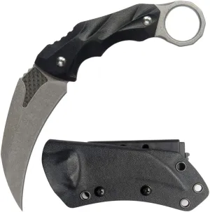 Ccanku C1692 Outdoor Knife, Carbon Fiber Fixed Blade, D2 Steel G10 Handle, 4 Inches, Camping EDC, Survival, Claw Teeth, Kydex Sheath (Silver)
