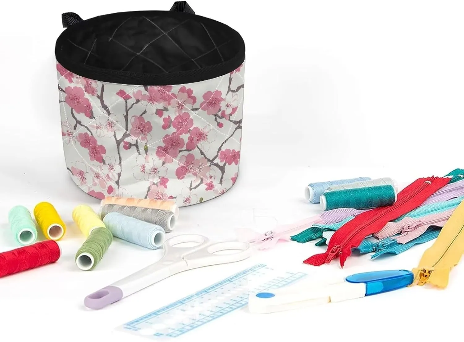 Cherry Blossom Print Sewing Machine Pad for Table with Pocket, Sewing Machine Carring Case for Most Standard Sewing Machines Waterproof Lightweight Table Pad