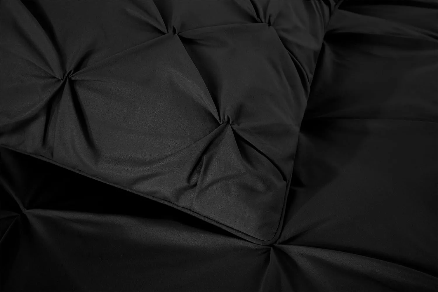Chezmoi Collection Berlin Black Pinch Pleat King Comforter Set, 3-Piece (Comforter and Pillow Shams) - Soft Pintuck, Lightweight All Season Microfiber