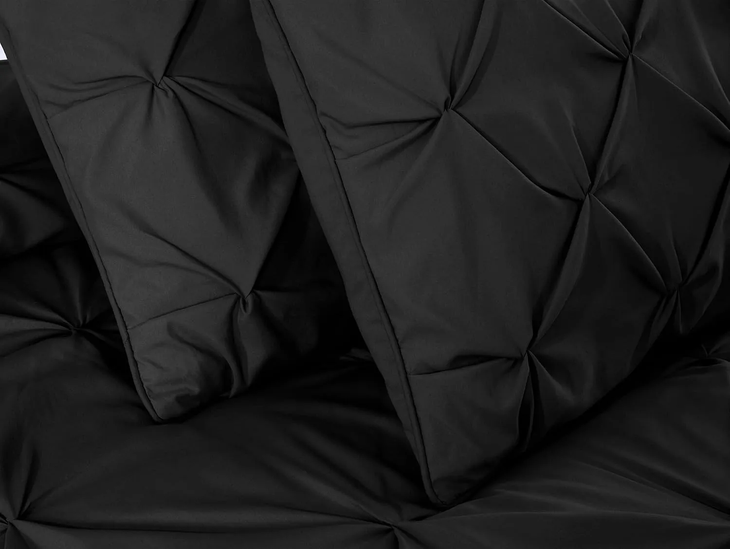 Chezmoi Collection Berlin Black Pinch Pleat King Comforter Set, 3-Piece (Comforter and Pillow Shams) - Soft Pintuck, Lightweight All Season Microfiber