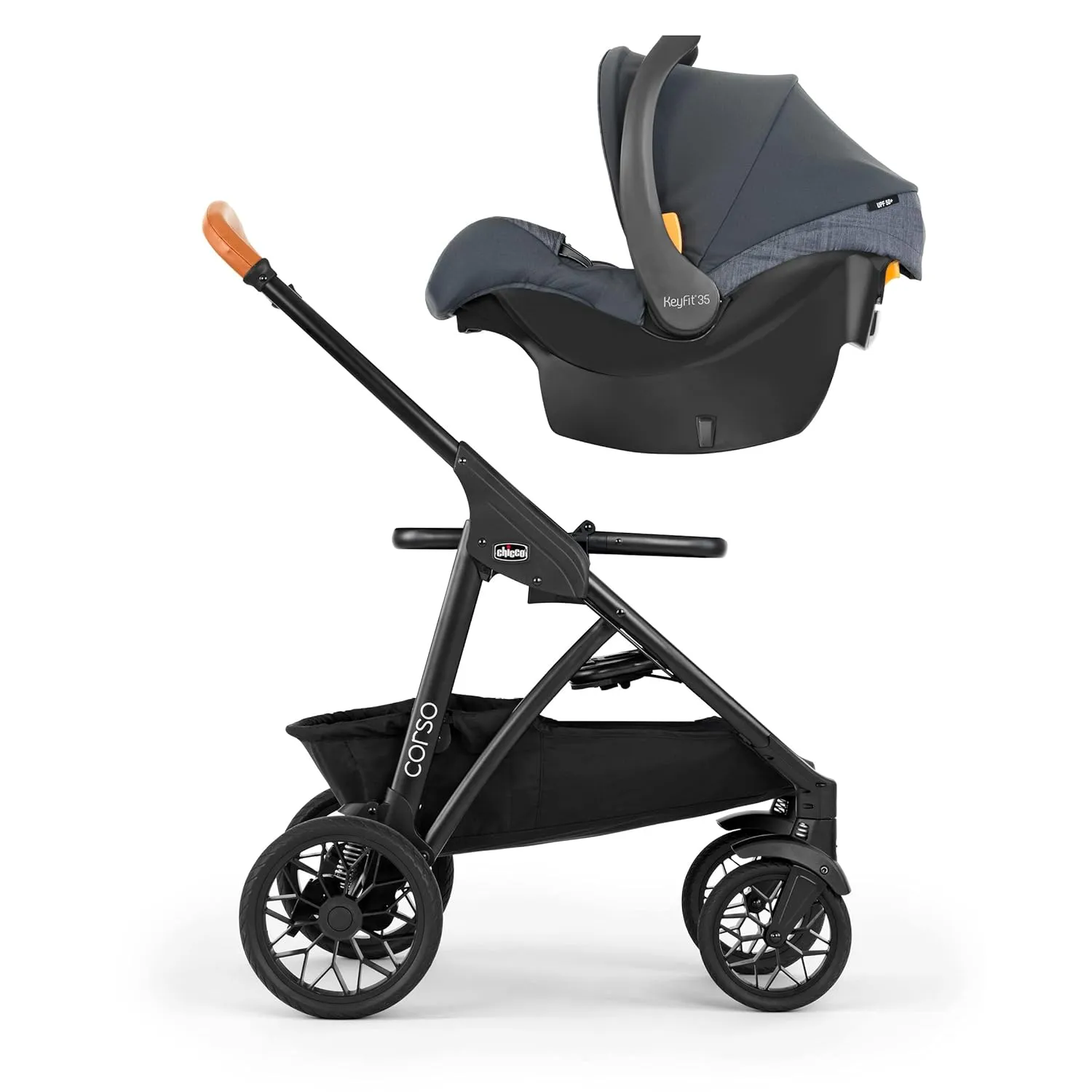 Chicco Corso LE Modular Travel System, Corso LE Stroller with KeyFit 35 Infant Car Seat and Base, Stroller and Car Seat Combo, Infant Travel System | Hampton/Blue