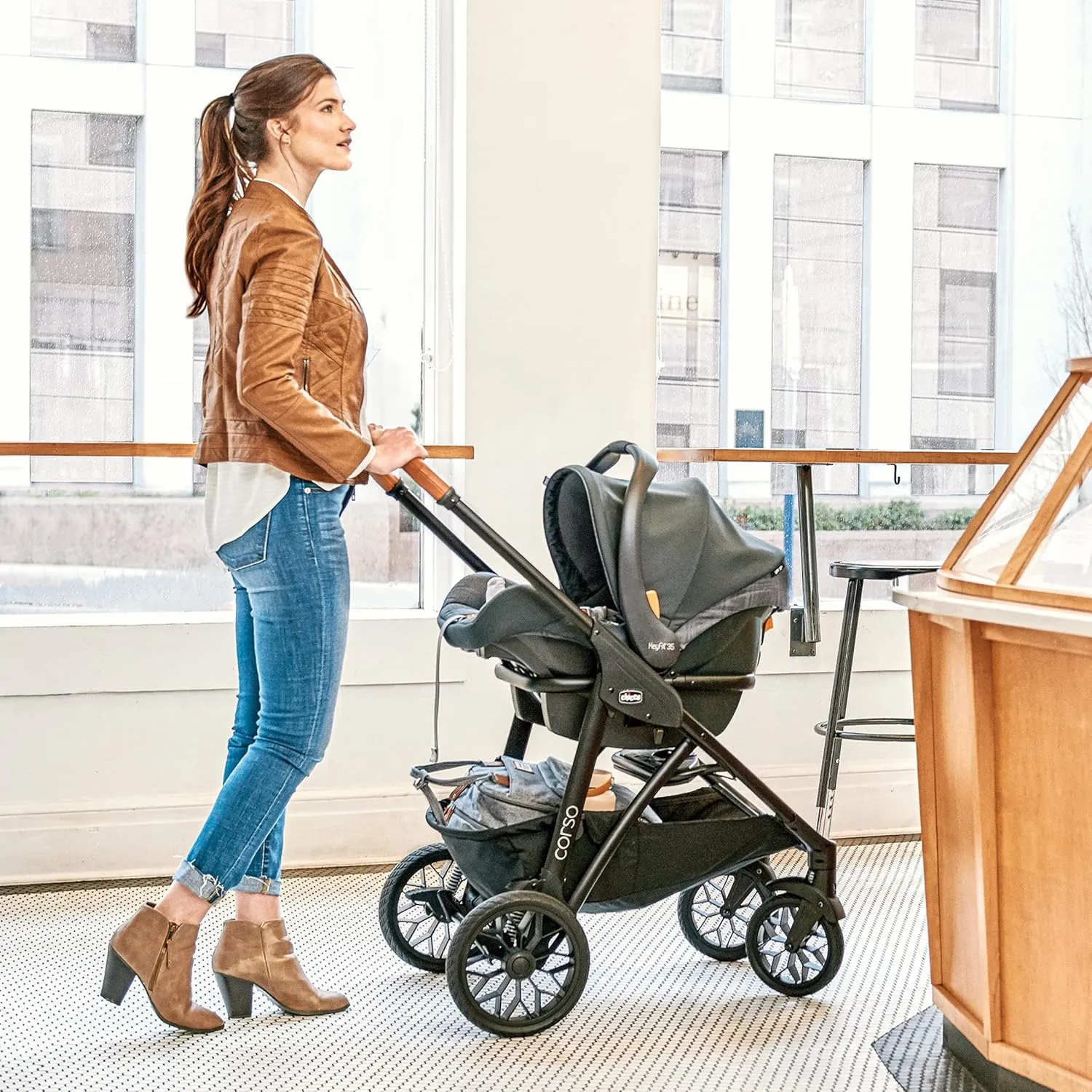 Chicco Corso LE Modular Travel System, Corso LE Stroller with KeyFit 35 Infant Car Seat and Base, Stroller and Car Seat Combo, Infant Travel System | Hampton/Blue