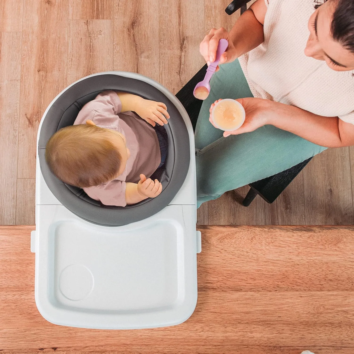 Chicco FastLock® 360 Rotating Hook-On High Chair, Portable High Chair for Babies and Toddlers, Sets up in Seconds | Charcoal/Grey