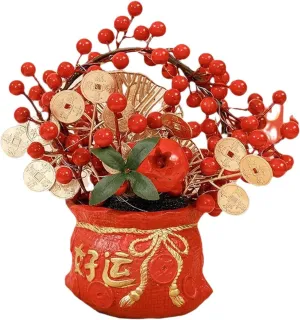 Chinese New Year Feng Shui Blessing Bag Vase Decor, Table Decoration, Blessed Bag Statue for Restaurant,Farmhouse, Style B