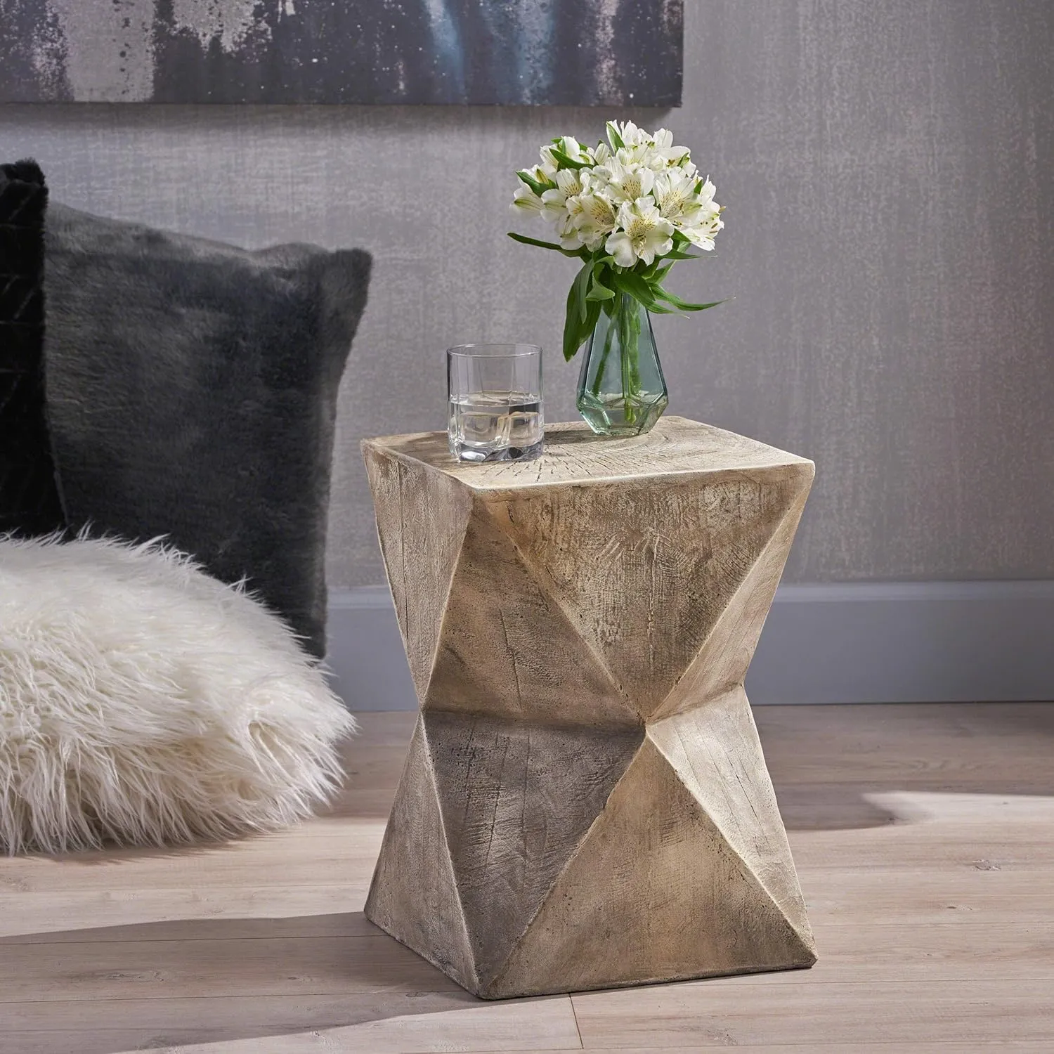 Christopher Knight Home Manuel Weight Concrete Accent Table, Light Gray