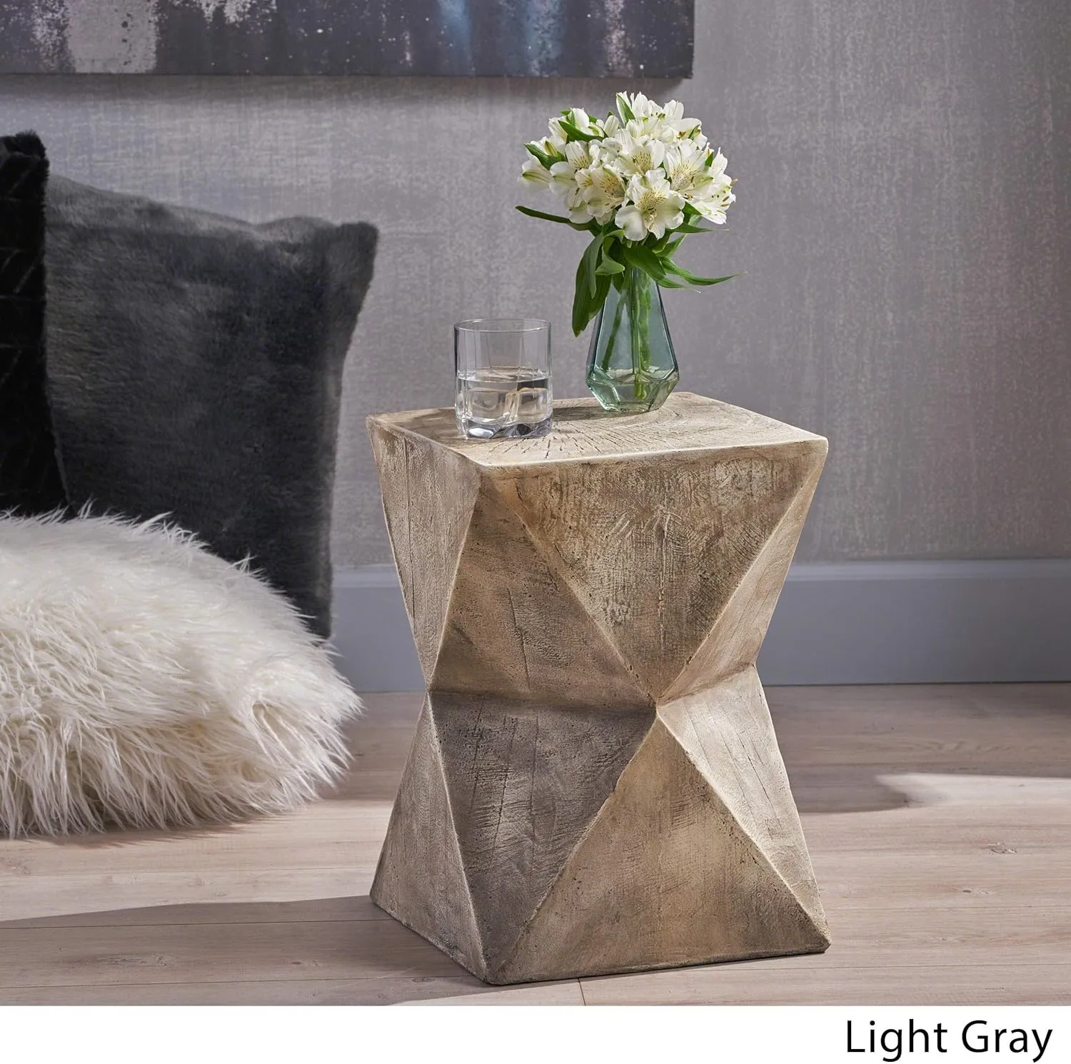 Christopher Knight Home Manuel Weight Concrete Accent Table, Light Gray