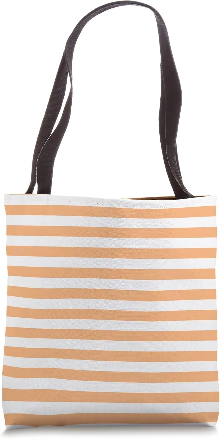 Classic Apricot Nectar Cabana Tent Stripe Tote Bag