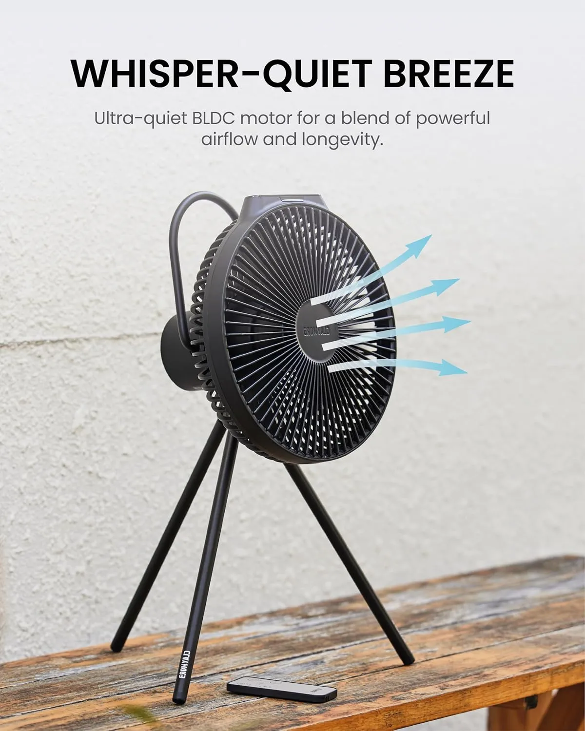 Claymore Portable Fan V600  (Black) - Portable Fan with Airflow for Outdoors Use & Indoor Living Room, Desk, Table Fan. Super Quiet, USB-C Charging, Long-Lasting Battery, Includes Storage Case.
