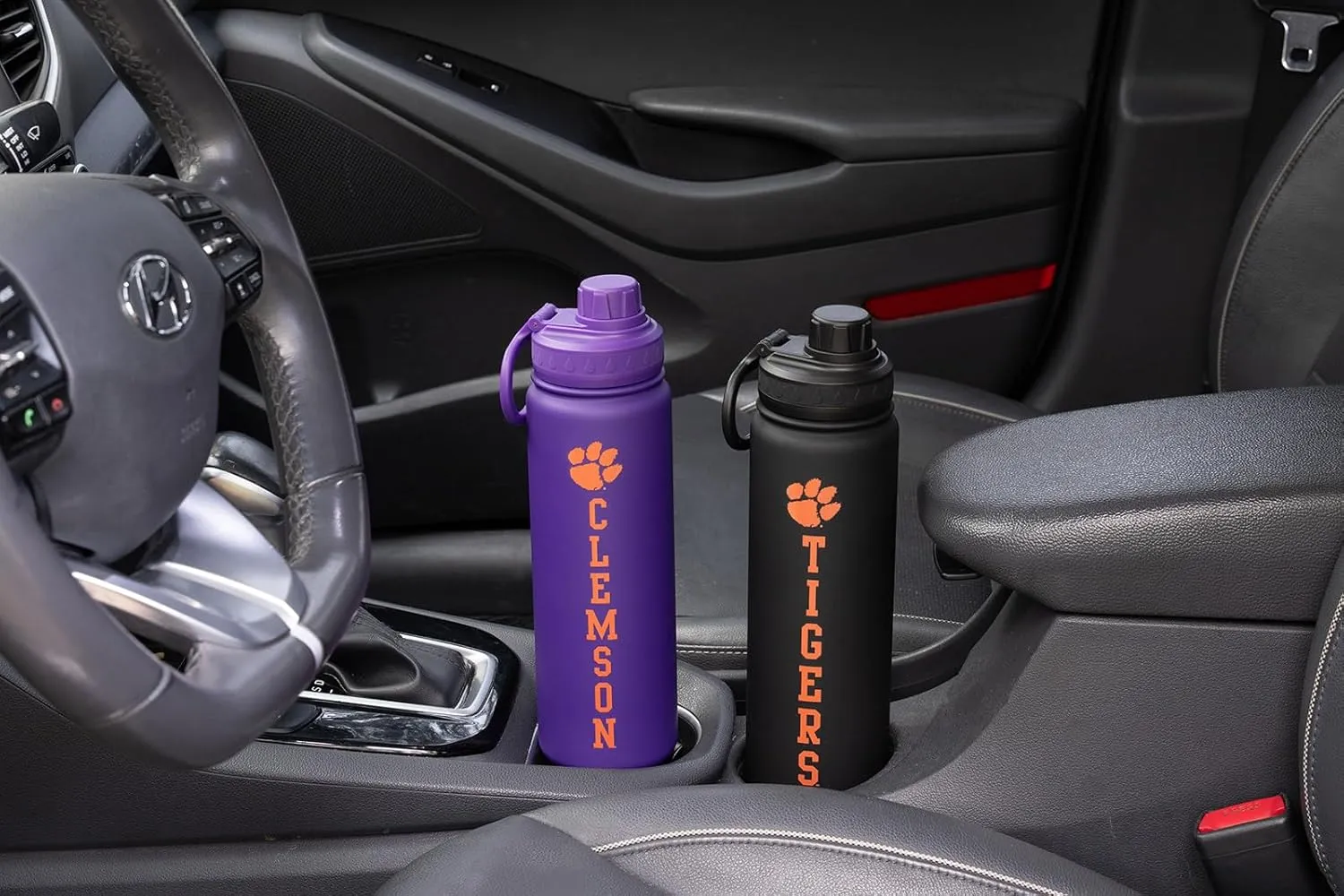 Clemson Water Bottle - Purple Double Walled Stainless Steel 24 oz Keeps Drinks Cold or Hot