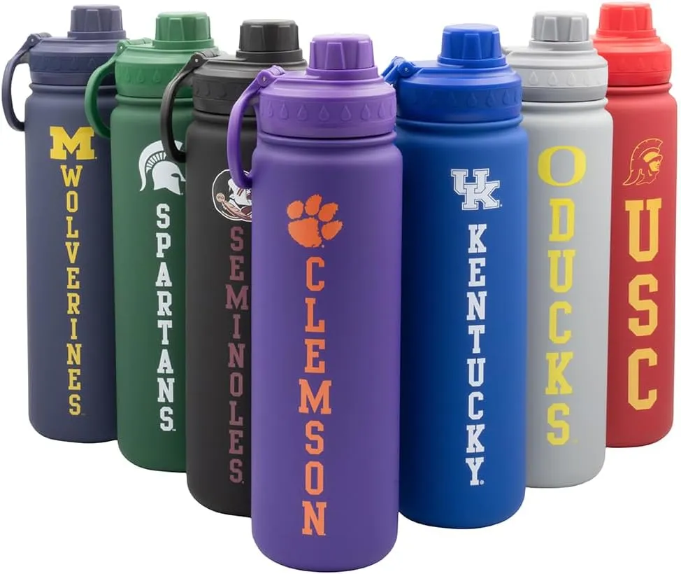 Clemson Water Bottle - Purple Double Walled Stainless Steel 24 oz Keeps Drinks Cold or Hot