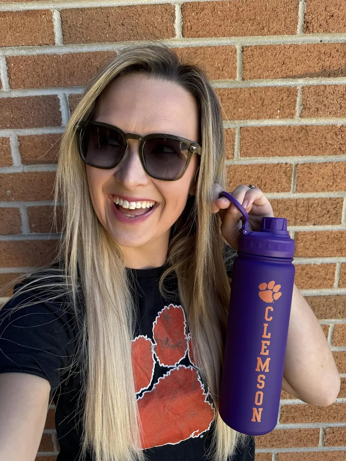 Clemson Water Bottle - Purple Double Walled Stainless Steel 24 oz Keeps Drinks Cold or Hot