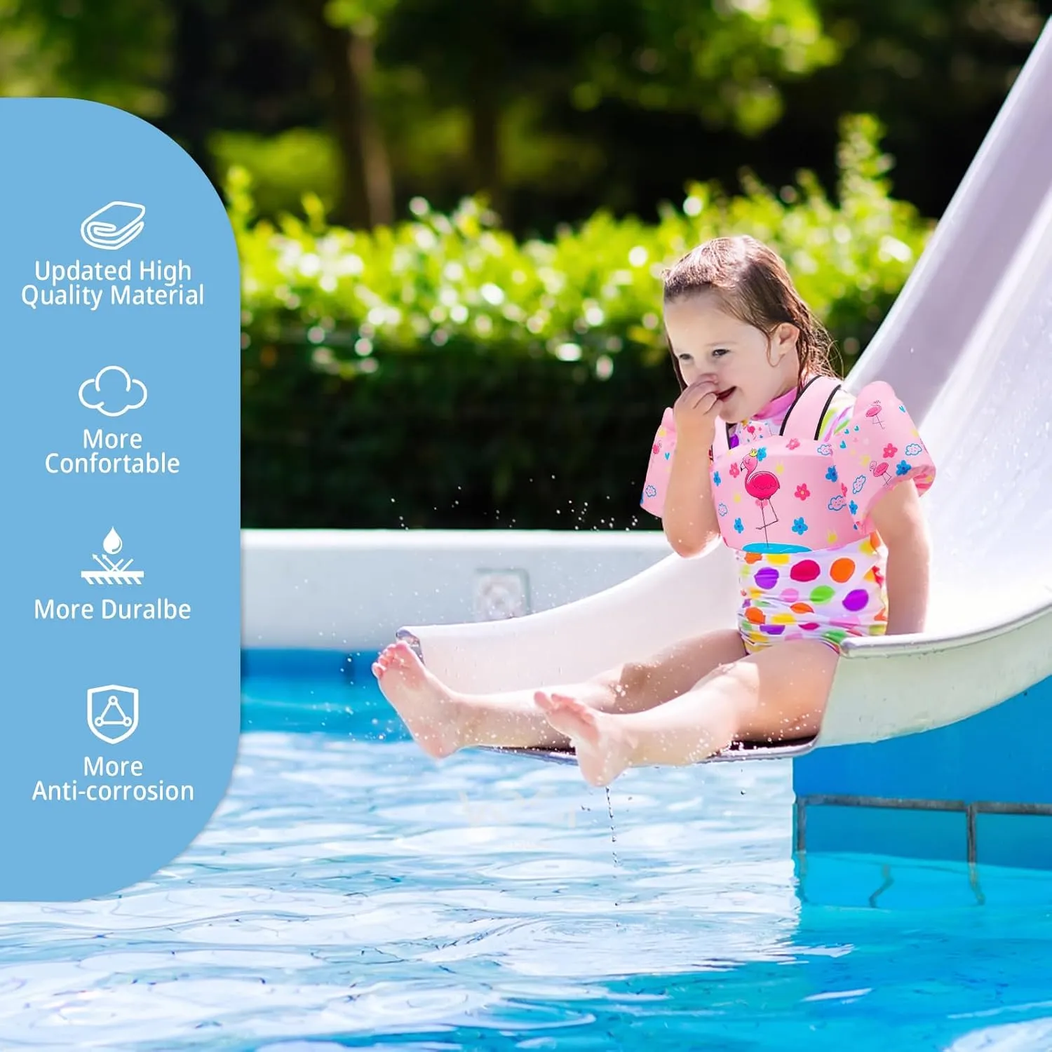 Coast Guard Approved UL Kids Swim Vest for Children Learn Swimming Training Toddler Floaties with Adjustable Non-Slip Buckle Shoulder Harness Arm Wings for 22-66 lbs Boys/Girls Beach