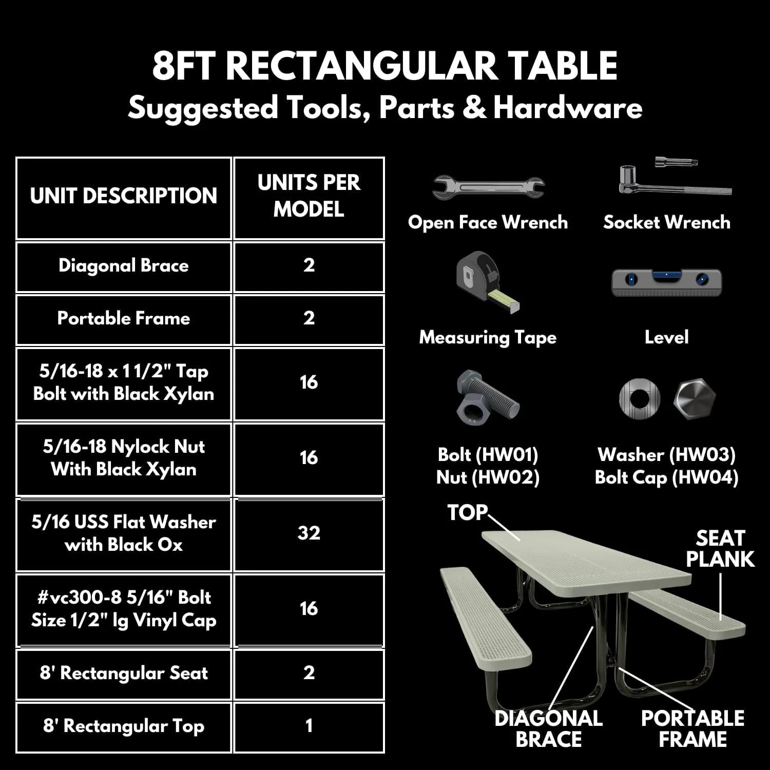 Coated Outdoor Furniture Heavy-Duty Portable Outdoor Picnic Table, Thermoplastic Coated Expanded Metal Commercial-Grade Patio Dining Furniture Made in America (8ft Rectangular, Brown)