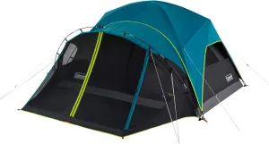 Coleman Carlsbad 4 Person Dark Room Dome Camping Tent with Screen Room, E Ports, Side Windows, and WeatherTec System, Teal Blue/Black