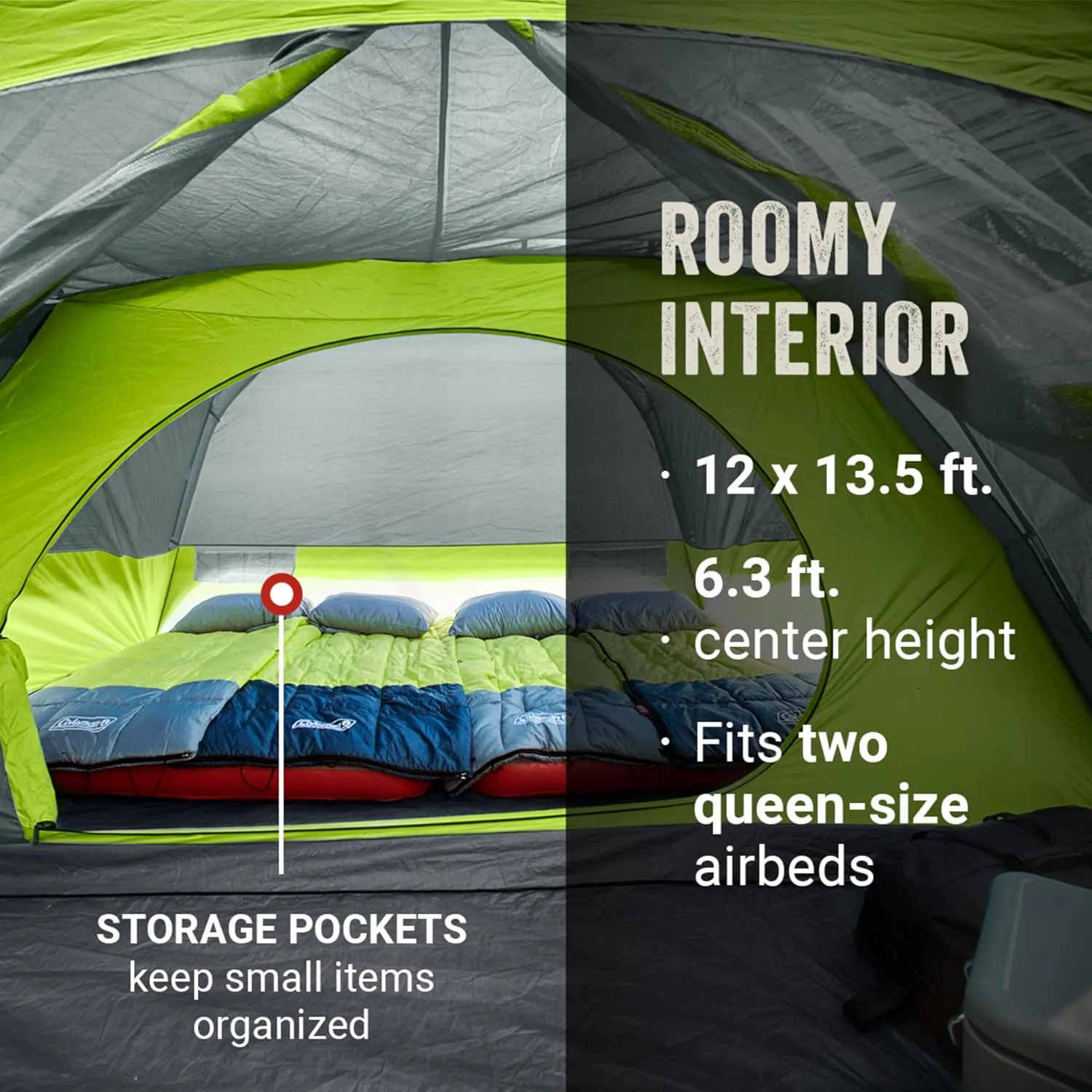 Coleman Skydome Camping Tent with Screened Porch & 5-Minute Setup, Weatherproof 4/6/8 Person Tent with Rainfly & Carry Bag, Made of PFAS-Free Materials