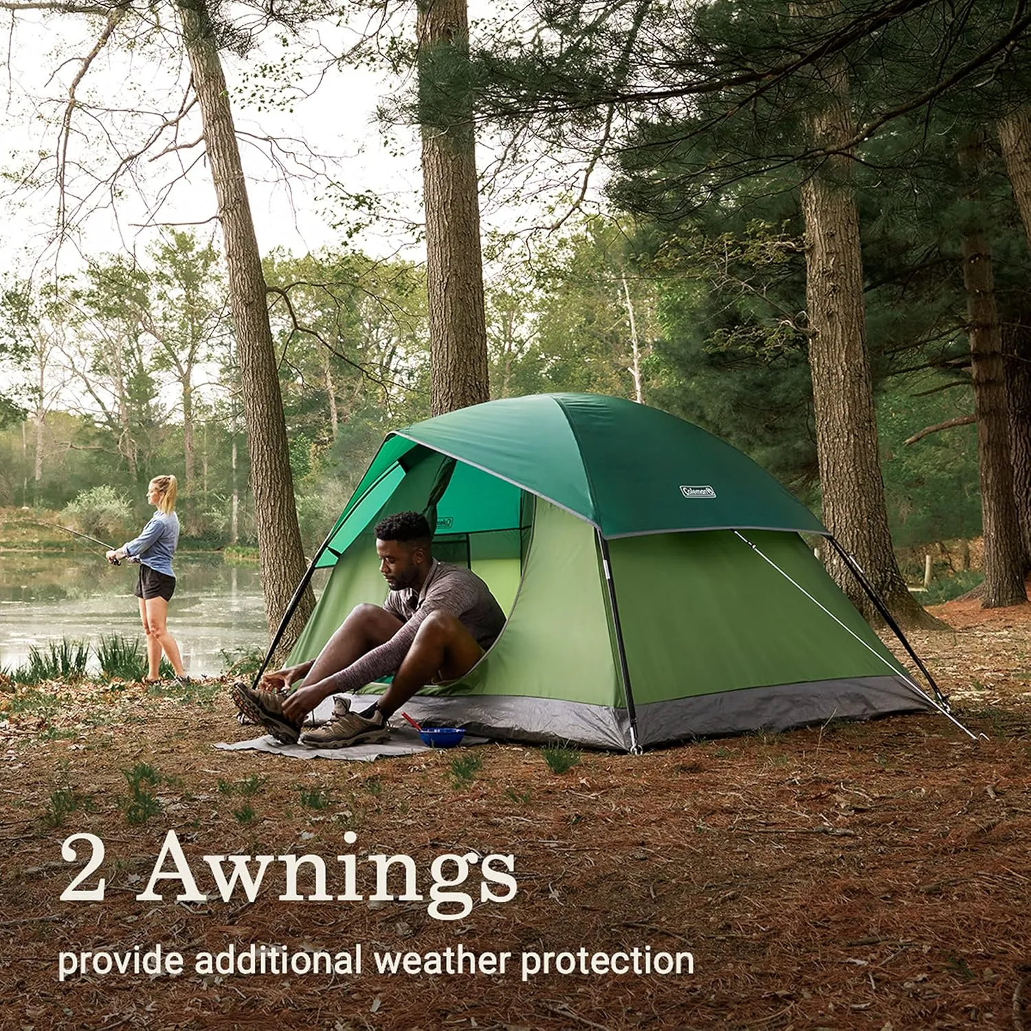Coleman Sundome 6-Person Tent with Rainfly, Weatherproof Tent Sets Up in 10 Mins