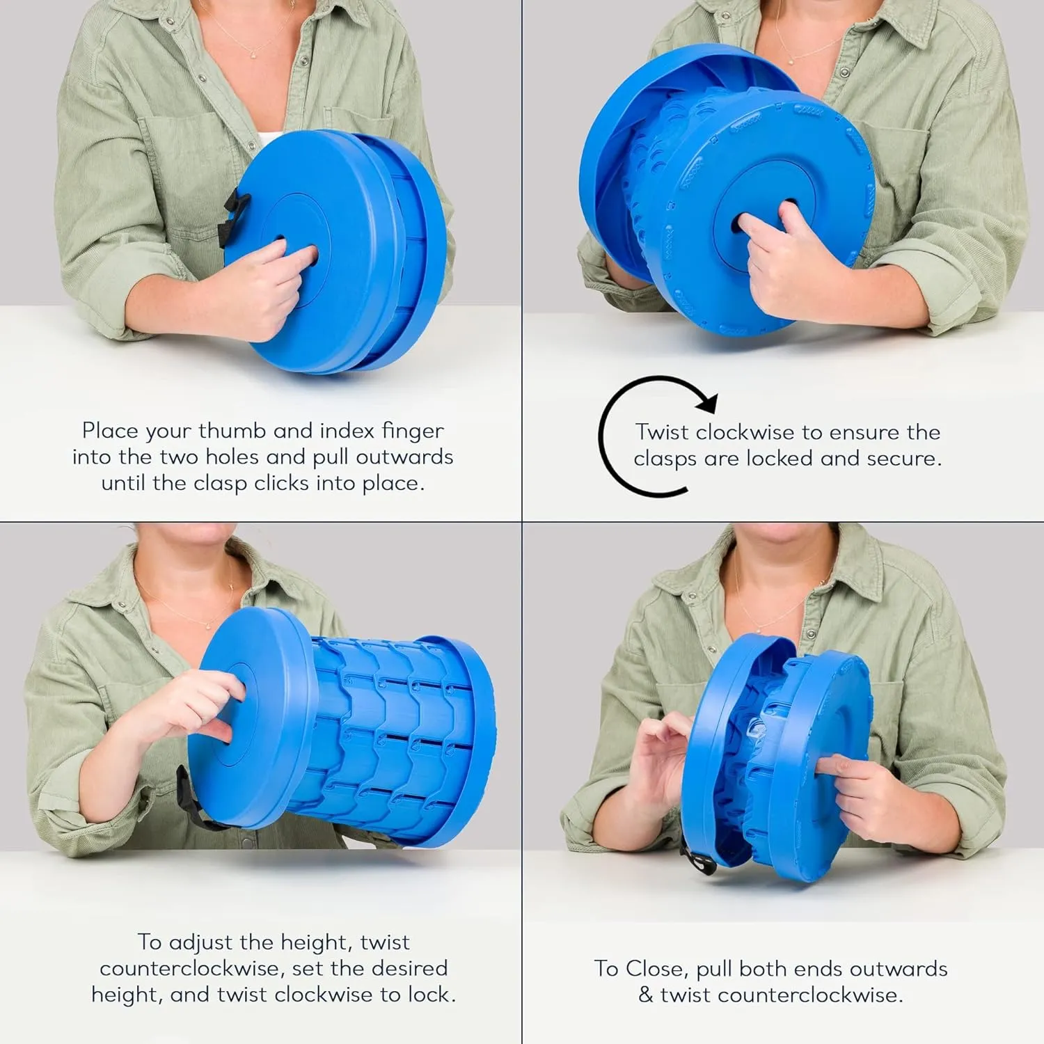 Collapsible Stool with 3-in-1 Cushioned Carry Case, 400lbs Max Weight, Lightweight Portable Retractable Foldable Telescoping Camping Stool for Adults Fishing Hiking Travel BBQ(Full Blue (W/3-in-1 Carr