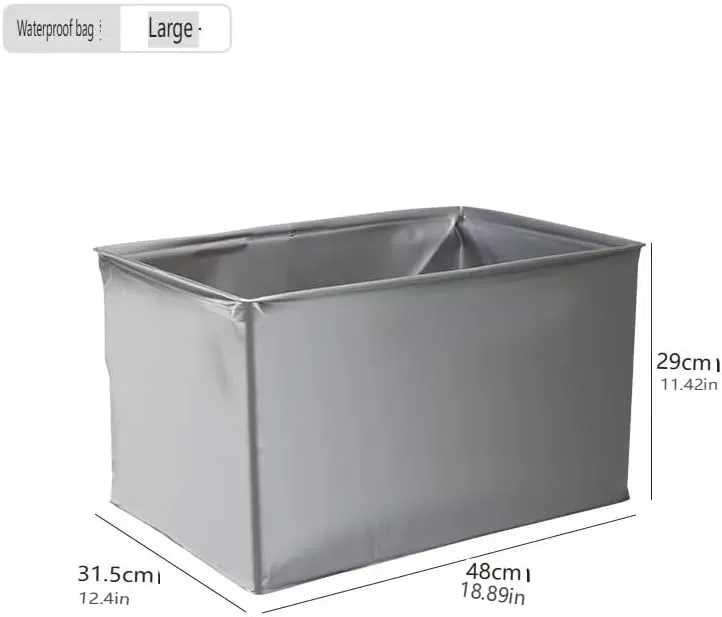 Collapsible Storage Box with Wooden Lid, Portable Folding Crate with Handles, Multi-Purpose Camping Table, White (silver, Large size20.67 * 14.17 * 11.61IN)