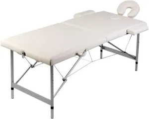 Comfortable Massage Solutions with Cream White Foldable Massage Table, Dual Zone, Adjustable Height, Lightweight Aluminum Frame
