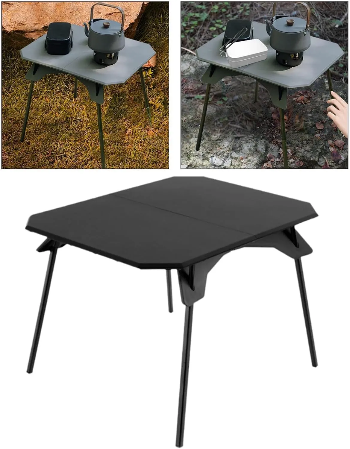 Compact Folding Table for Outdoor Activities with Adjustable Height, Black