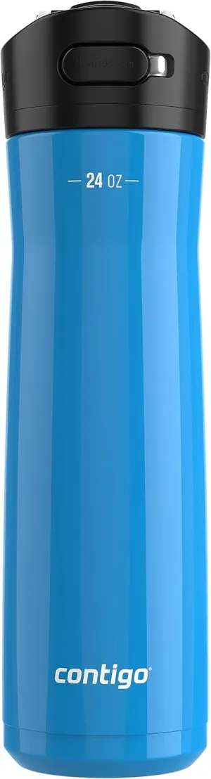 Contigo Ashland Chill Stainless Steel Water Bottle 24oz Leakproof Lid & Straw Keep Drinks Cold for 24hrs & Hot for 6hrs Ideal for Travel Work School
