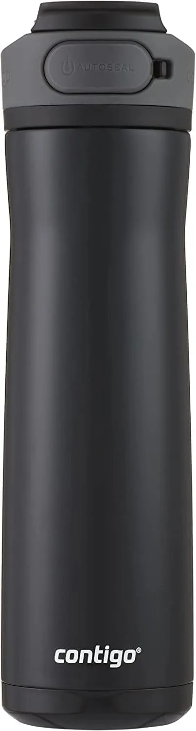 Contigo Cortland Chill 2.0 Stainless Steel Insulated Water Bottle, 24 oz, Licorice - Autoseal Spill-Proof Lid Great for On the Go - Keep Drinks Hot/Cold - Fits Most Cup Holders - Includes Carry Handle