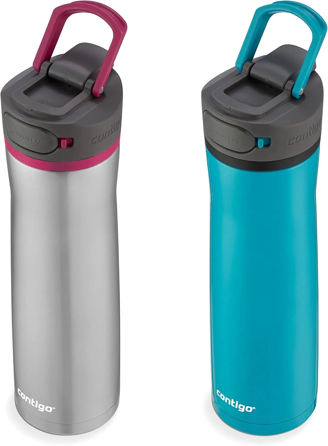 Contigo Cortland Chill 2.0 Vacuum-Insulated Stainless Steel Water Bottle, Spill-Proof Lid, Preserves Temperature for Hours, 24oz 2-Pack, Juniper & Dragonfruit, Ideal for Travel and Daily Use