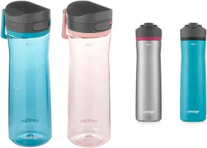 Contigo Jackson 2.0 BPA-Free Plastic Water Bottle with Leak-Proof Lid & Cortland Chill 2.0 Stainless Steel Vacuum-Insulated Water Bottle with Spill-Proof Lid