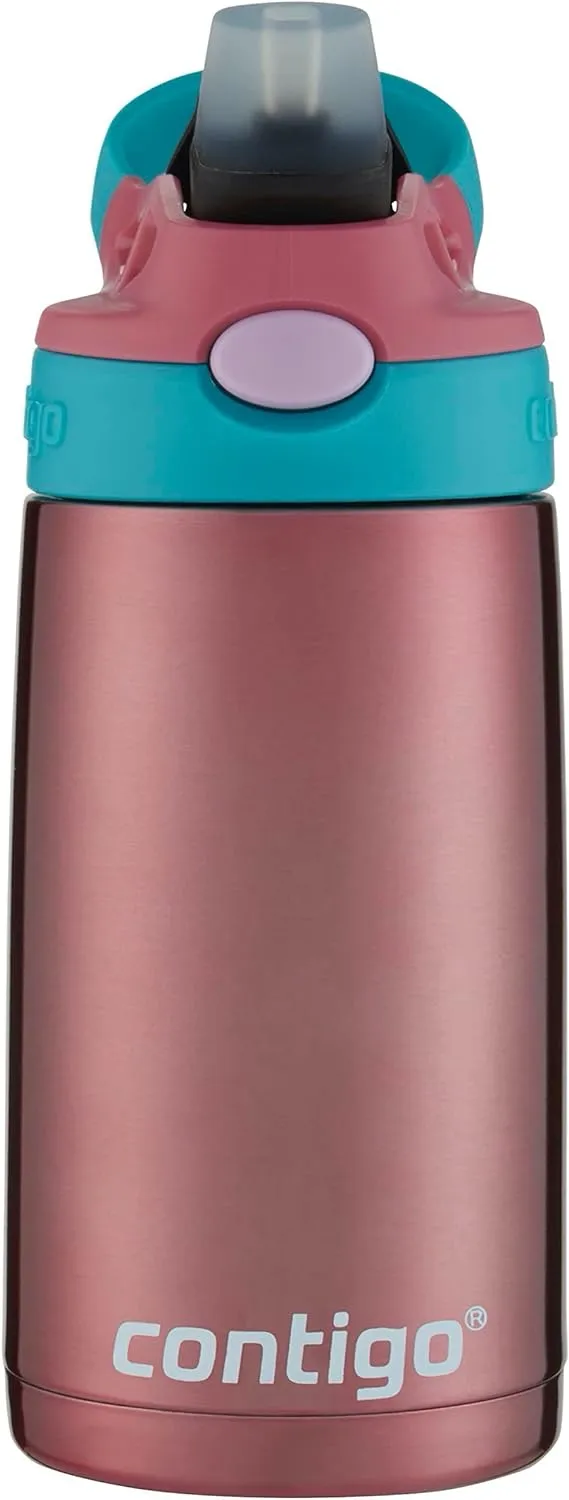 Contigo Kids 13oz Stainless Steel Water Bottle Bundle with Spill-Proof Lid Keeps Drinks Cold up to 14 Hours, Ocean and Punch Colors