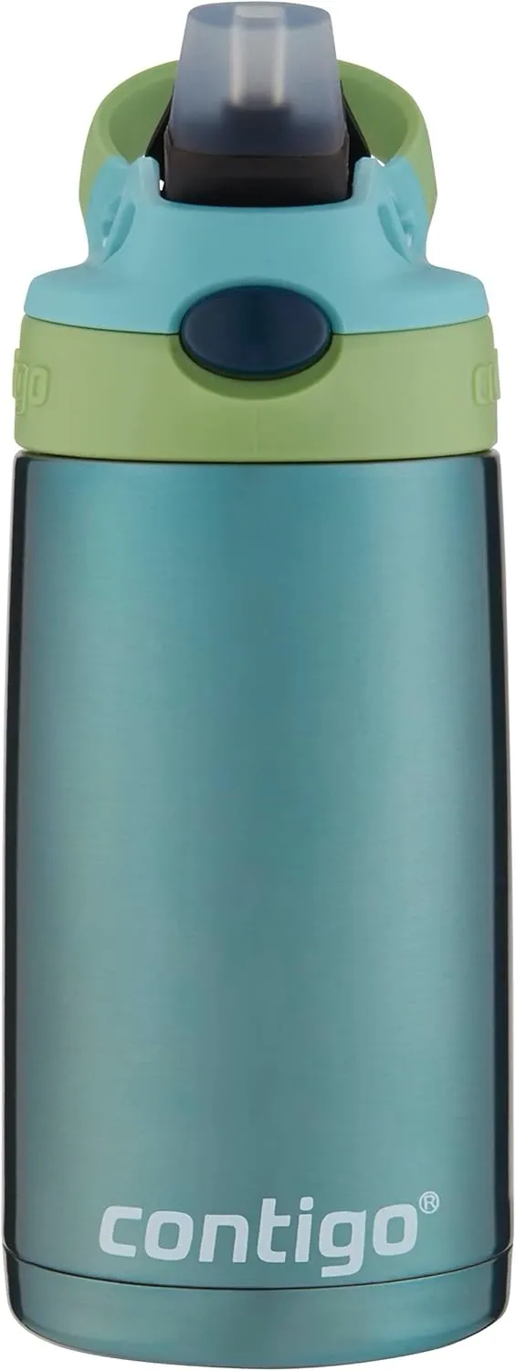 Contigo Kids 13oz Stainless Steel Water Bottle Bundle with Spill-Proof Lid Keeps Drinks Cold up to 14 Hours, Ocean and Punch Colors