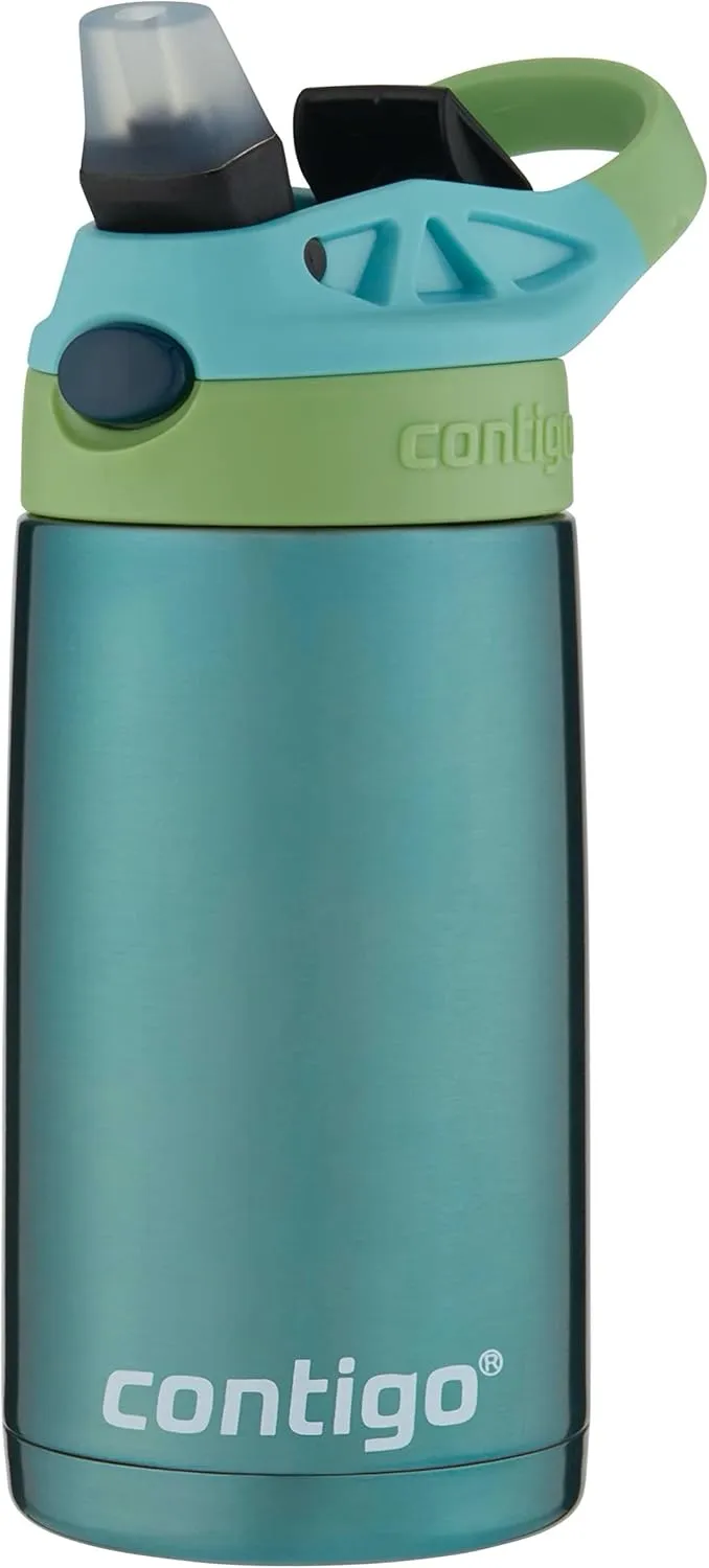 Contigo Kids 13oz Stainless Steel Water Bottle Bundle with Spill-Proof Lid Keeps Drinks Cold up to 14 Hours, Ocean and Punch Colors