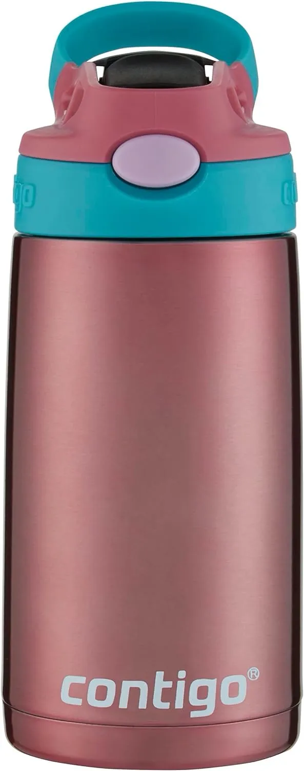 Contigo Kids 13oz Stainless Steel Water Bottle Bundle with Spill-Proof Lid Keeps Drinks Cold up to 14 Hours, Ocean and Punch Colors