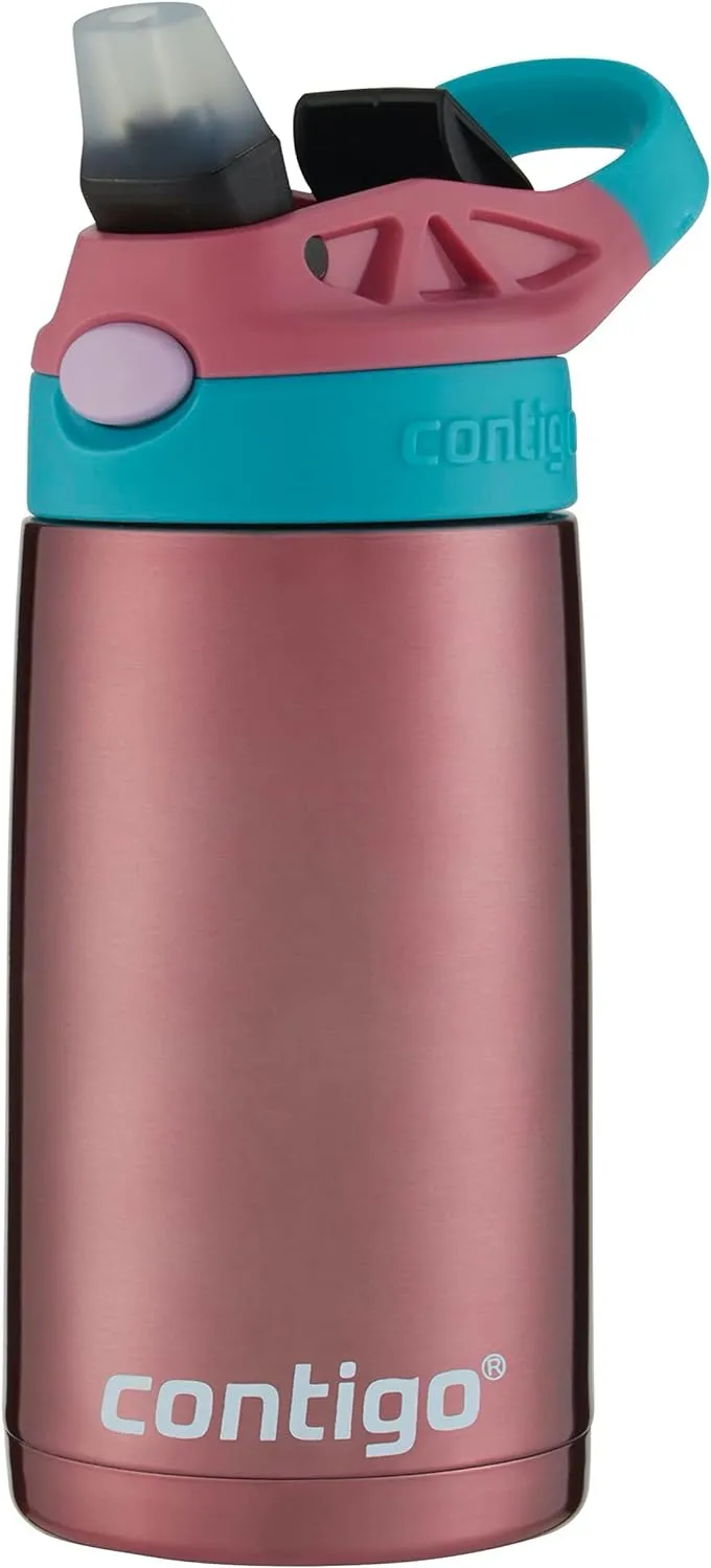 Contigo Kids 13oz Stainless Steel Water Bottle Bundle with Spill-Proof Lid Keeps Drinks Cold up to 14 Hours, Ocean and Punch Colors