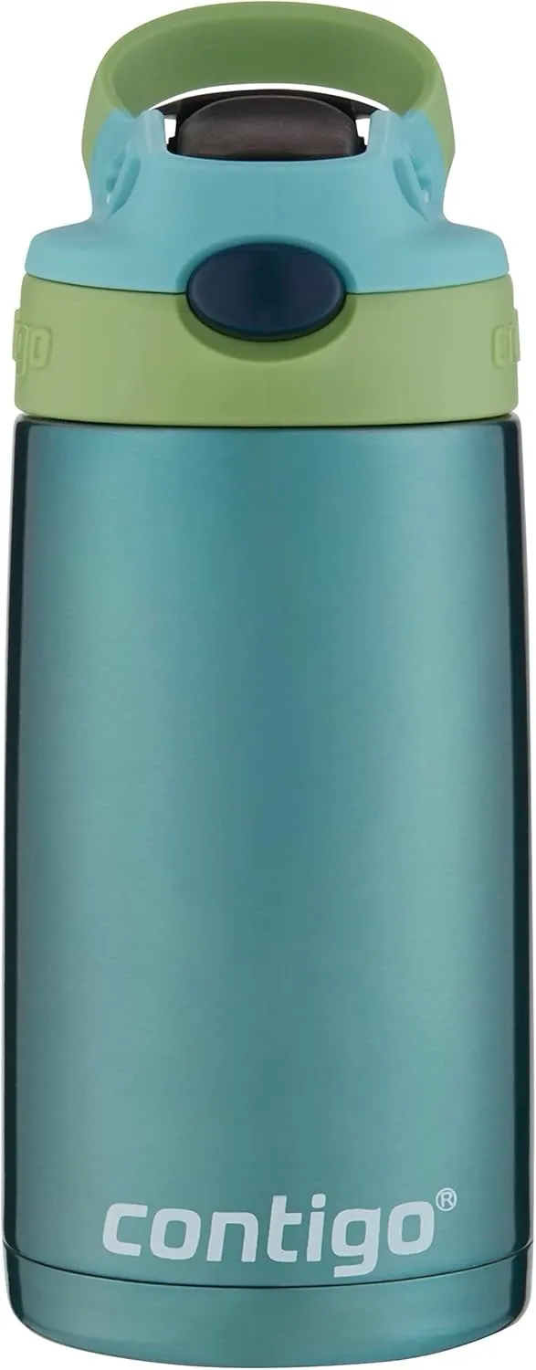 Contigo Kids 13oz Stainless Steel Water Bottle Bundle with Spill-Proof Lid Keeps Drinks Cold up to 14 Hours, Ocean and Punch Colors