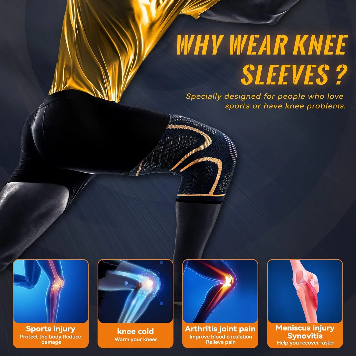 Copper Knee Braces for Men and Women (2 pack) -Knee Supports Copper Compression Knee Sleeve for Knee Pain, Arthritis, Running,Sports and Recovery Support (Medium)