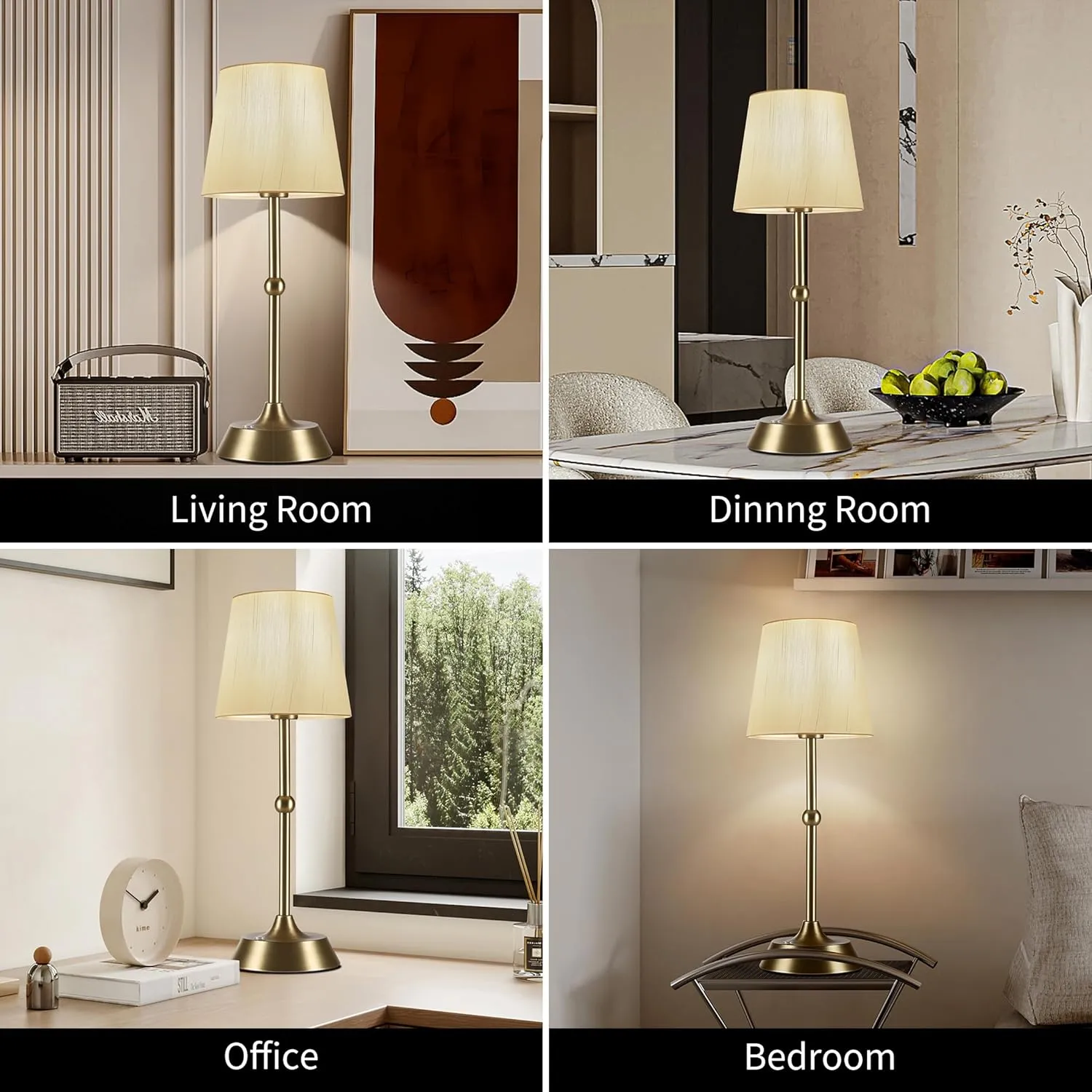 Cordless Cold Table Lamp,LED Portable Dimmable Desk Lamp,6000mA Battery Powered Table Lamp,Touch Control Fabric Table Light for Dining Room,Bedroom,Bar,Camping,Balcony .(LED Bulb Included)