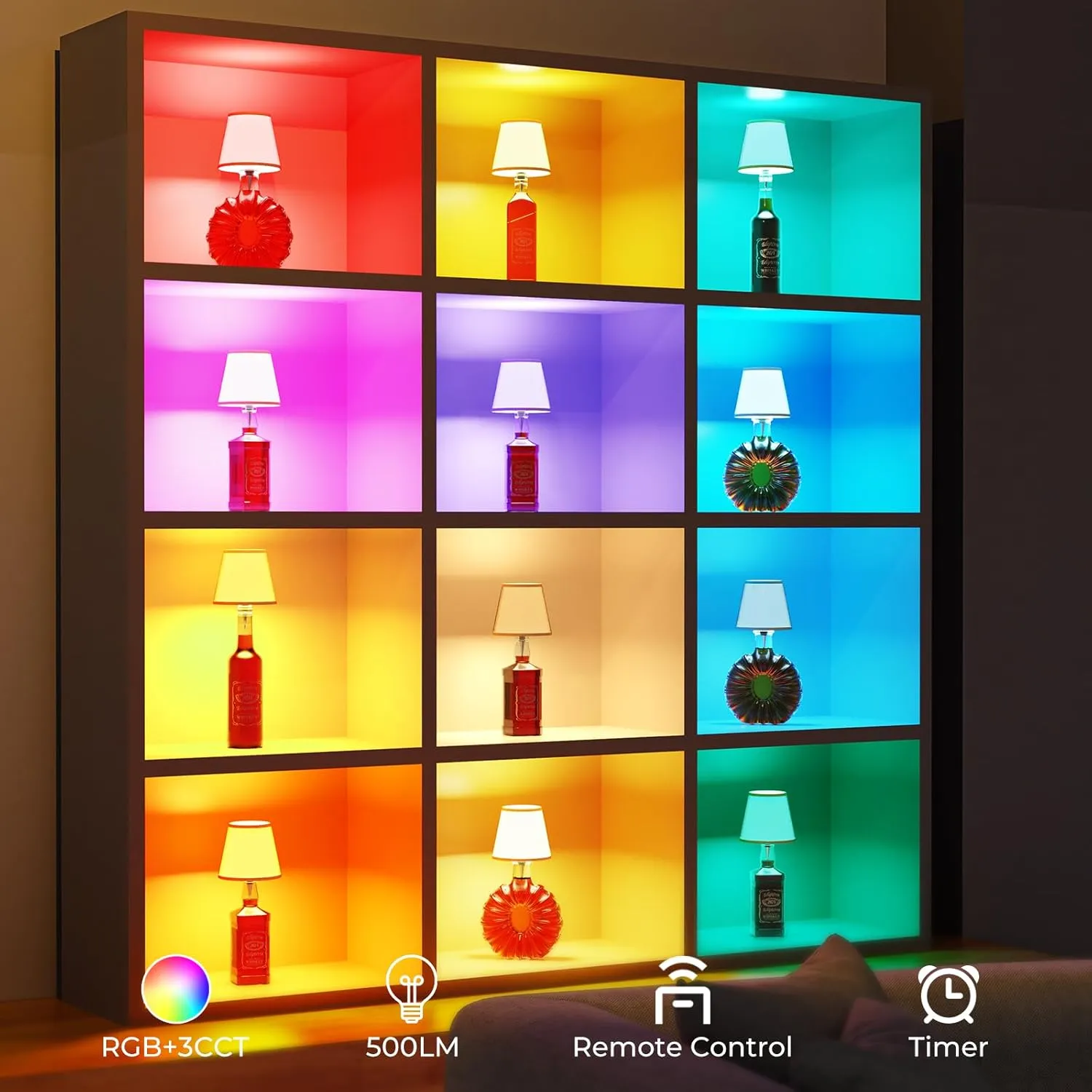 Cordless LED Bottle Lamp 5000mAh Battery Portable Wireless Table Lamp Wine Bottle Lamp for Indoor Outdoor Dining Bedroom with Remote (Black, 1 Pack)