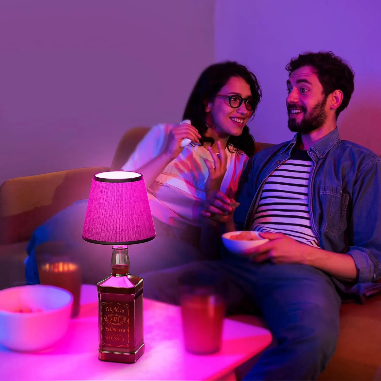 Cordless LED Bottle Lamp 5000mAh Battery Portable Wireless Table Lamp Wine Bottle Lamp for Indoor Outdoor Dining Bedroom with Remote (Black, 1 Pack)