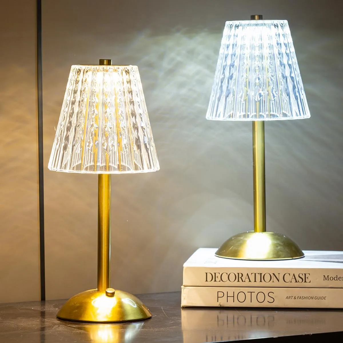 Cordless Table Lamp for Outdoor,Patio,Rechargeable Gold Wireless Table Light,Pack 2 Lamp for Restaurant Table,Dining Table,Living Room,Bedroom,Portable LED Battery Operated Lamp